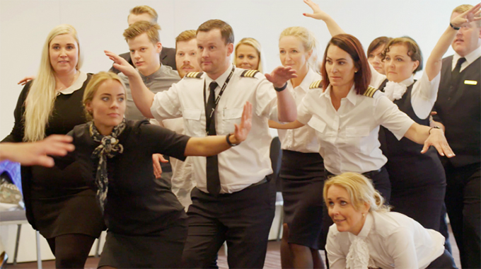The Icelandair stage school in full flight