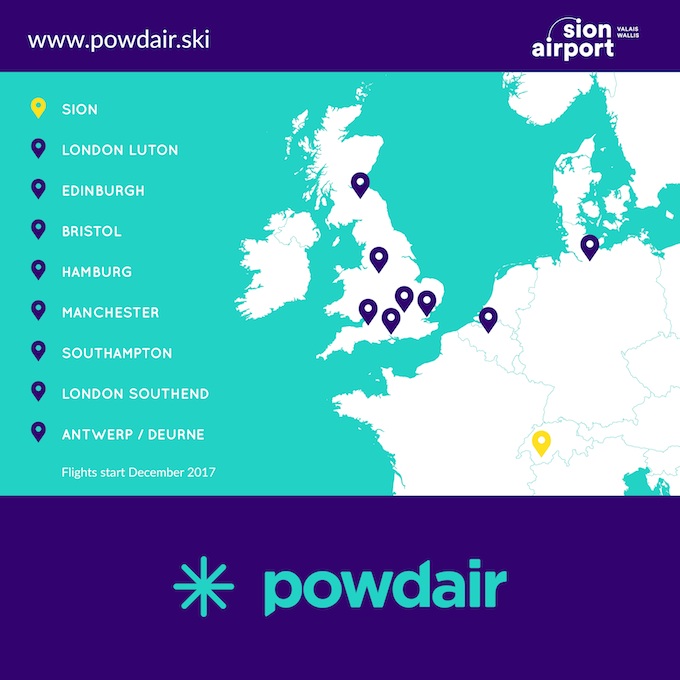 powdair will connect Sion with eight destinations in Europe