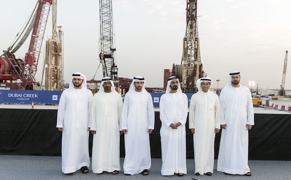 HH Sheikh Mohammed (fourth from left) breaks ground on future icon The Tower at Dubai Creek Harbour. Credit: PRNewsFoto/Emaar Properties