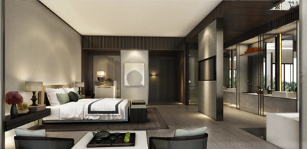 Guest room at Hilton Ningbo Dongqian Lake Resort