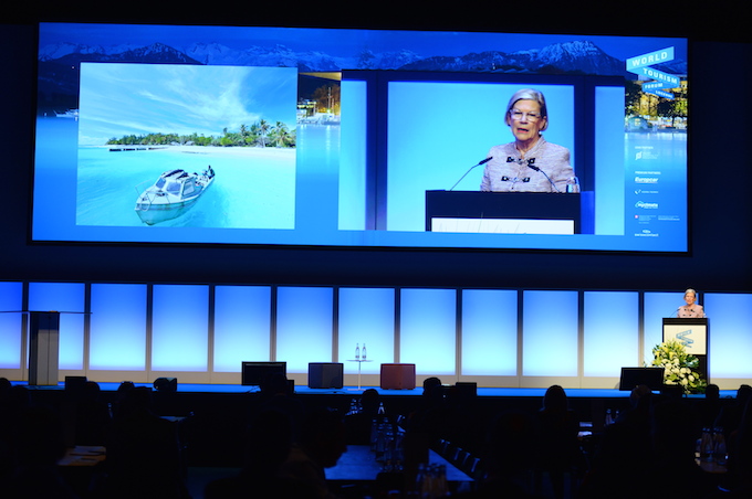 Ann Sherry addresses the World Tourism Forum in Lucerne