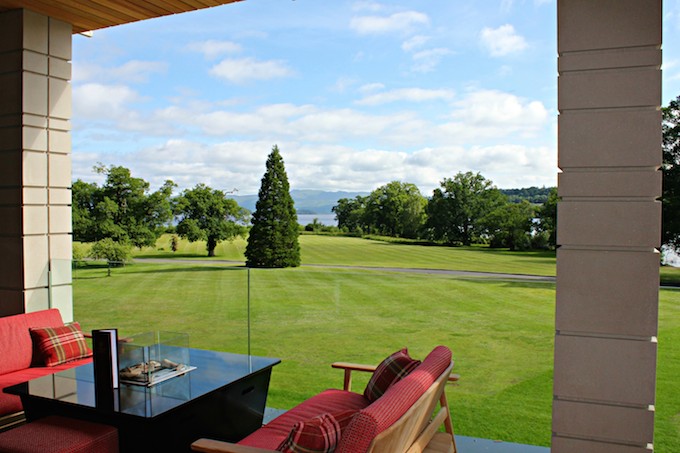 View of Loch Lomond from Great Scots Bar Terrace at Cameron House